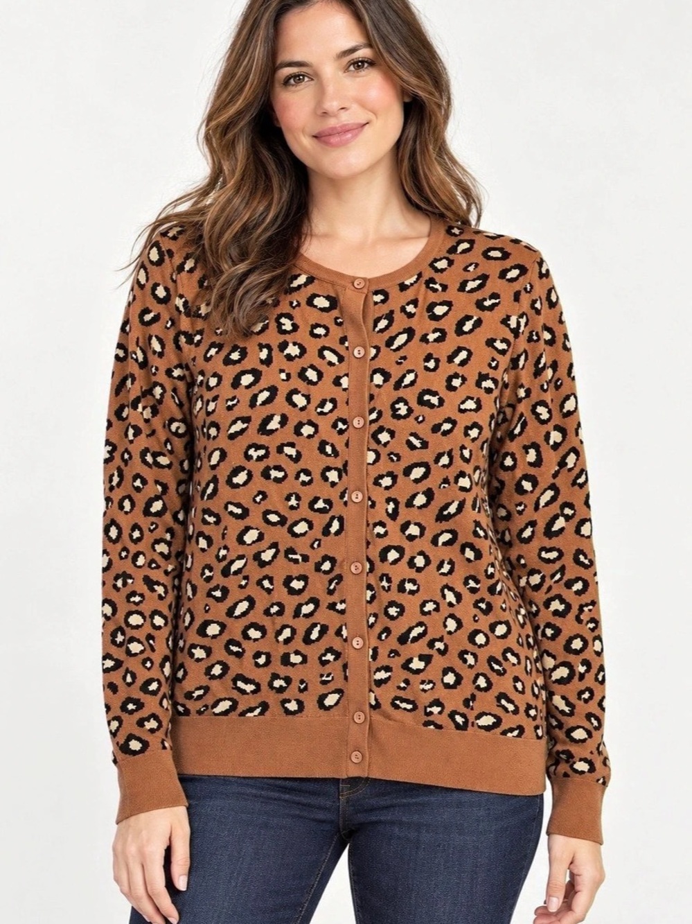 Ann Taylor Leopard Print Cotton Cardigan Size XL Like New